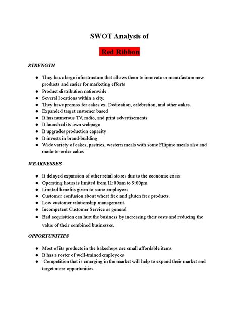 red ribbon swot analysis|Auza .